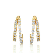 Double Diamond Hoop Huggie Earrings