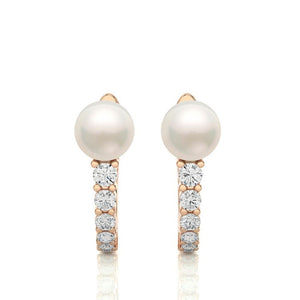 Pearl Diamond Huggie earrings