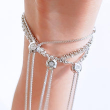 Adjustable Diamond bolo fringe tennis Bracelet
