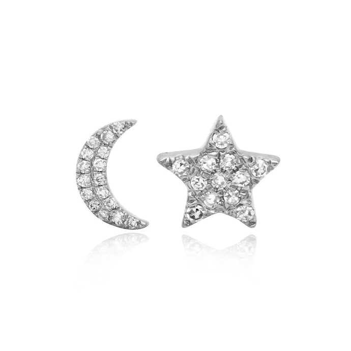Moon Star Diamond Stud Earrings