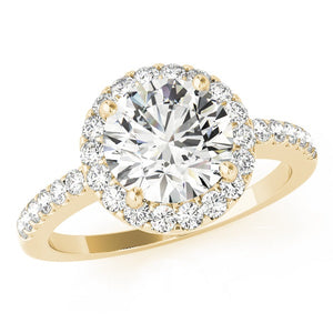 Halo Semi Mount diamond yellow gold engagement ring Setting