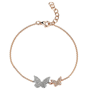 Pave Diamond Two Butterfly Bracelet