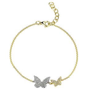 Pave Diamond Two Butterfly Bracelet