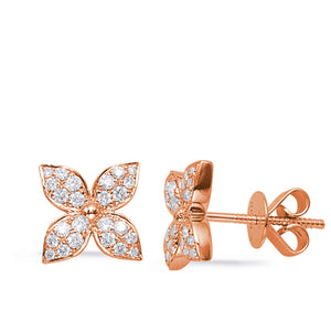Micro Pave Flower floral Earrings van cleef rose gold