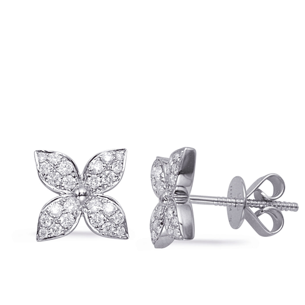 Micro Pave Flower floral Earrings Diamond