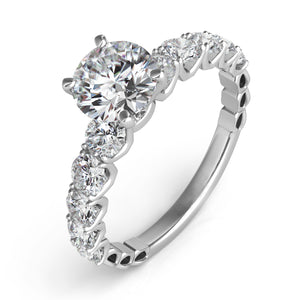 U prong cascading diamond engagement ring