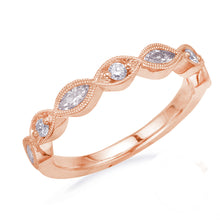 Marquise and Round Milgrain Stackable diamond wedding band rose gold