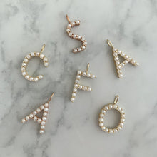 Small Initial Pearl Charm Pendant