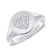 14K Diamond Heart Signet Ring