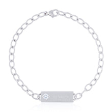 14k Engravable Plate Single Diamond twisted Link Bracelet
