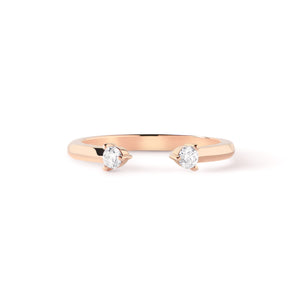 Two Stone Diamond Open rose gold Ring