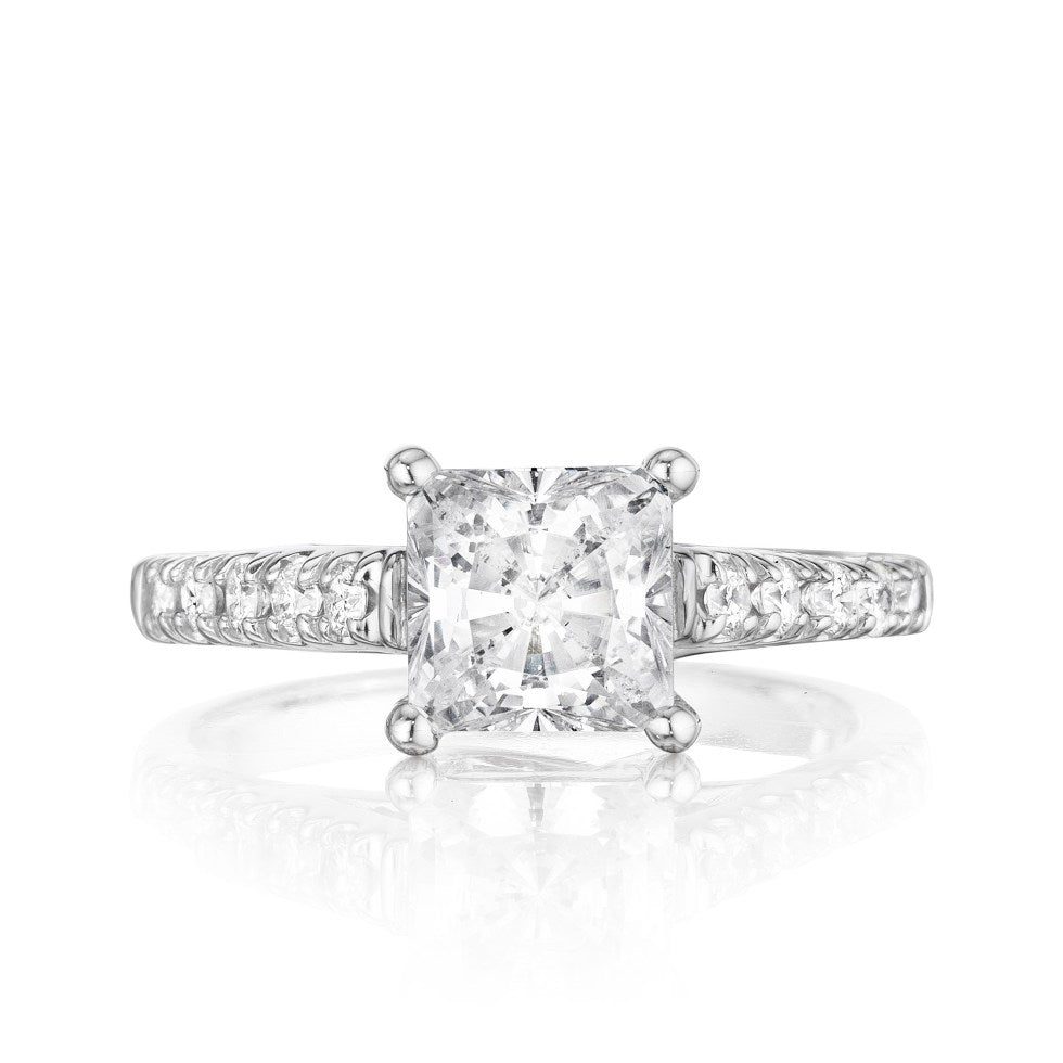 Cathedral Princess Asscher Diamond Engagement Ring