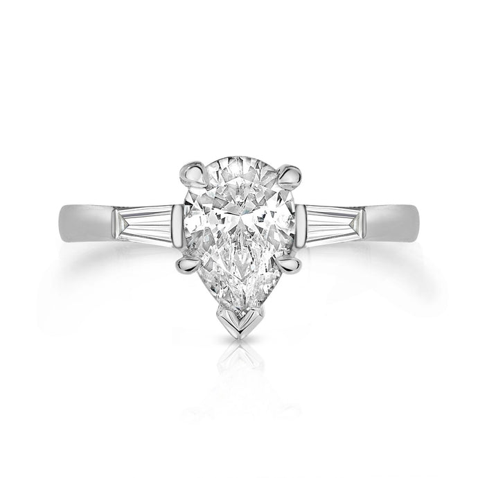 Pear Tapered Baguette Engagement Ring