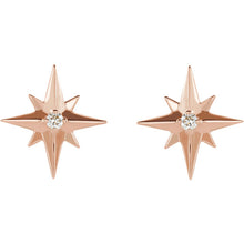 14k Single Diamond Starburst Star Earrings