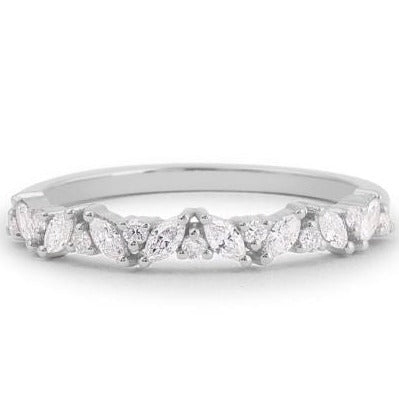 Alternating Marquise and Round Diamond Wedding Band – Gempress®