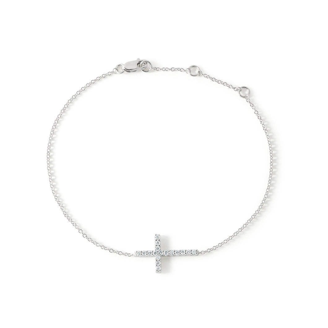 Sideways Diamond Cross Bracelet