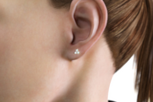 Diamond Three Stone Trio Stud Earrings