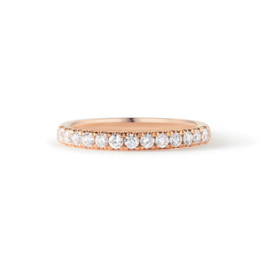 14k Rose Gold French Pave Anniversary Band Pinky Ring