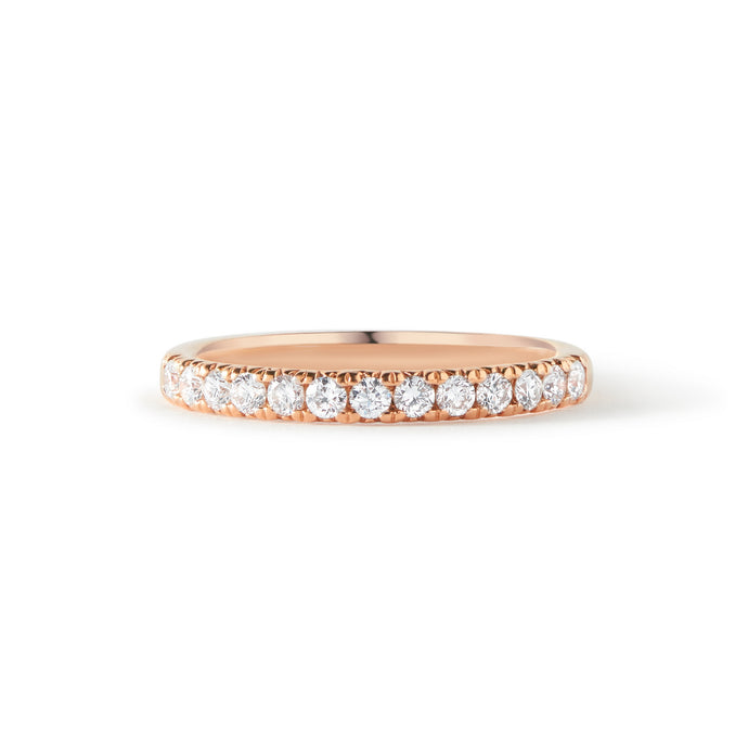 14k Rose Gold French Pave Anniversary Band Pinky Ring