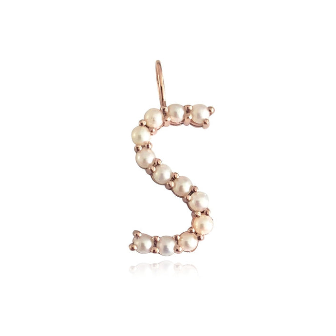 Small Initial Pearl Charm Pendant